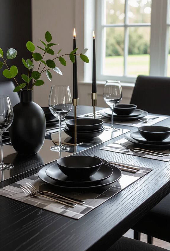 cool sleek black silver tablescape