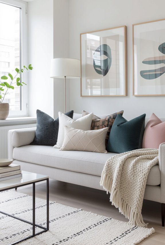 coordinated layered textured pillows