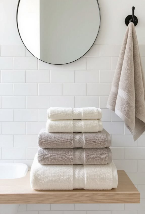 coordinated minimalist towels and linens