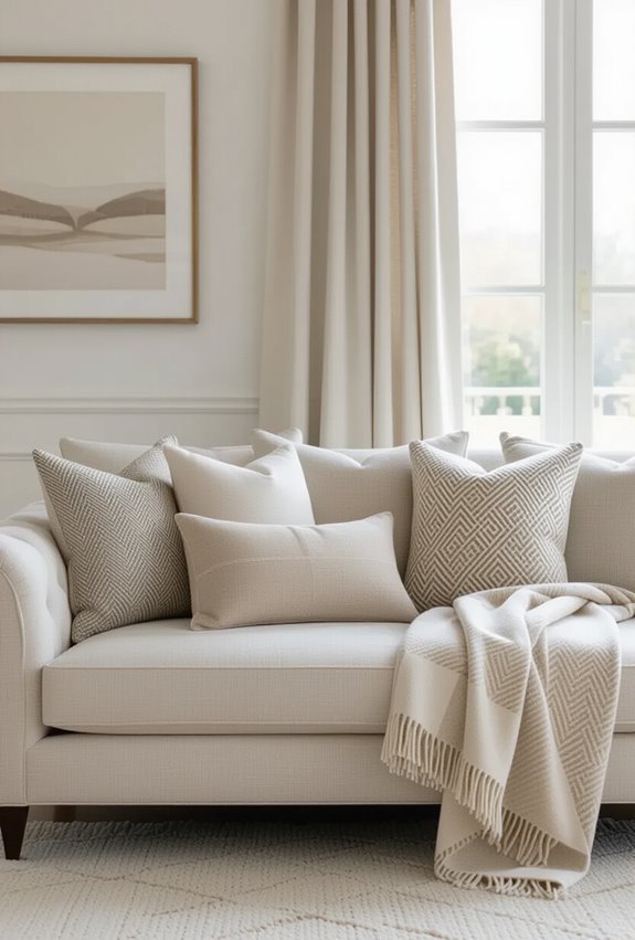 coordinated patterned throws and pillows