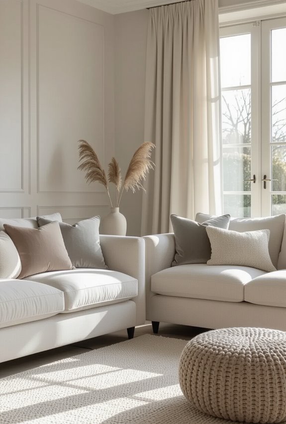 coordinated textured cushions for sofas