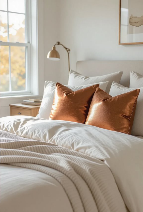 copper and bronze accent pillows