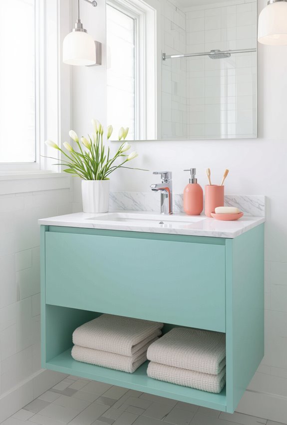 coral and mint revitalize bathrooms