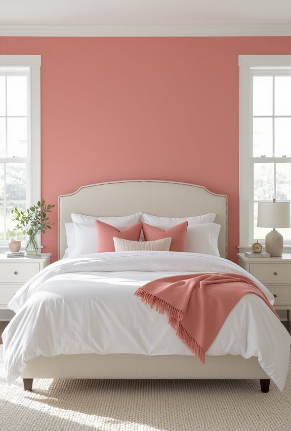 coral blush with white trim
