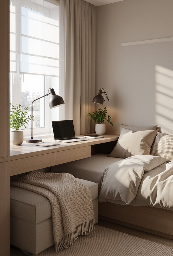 corner bed and desk nook