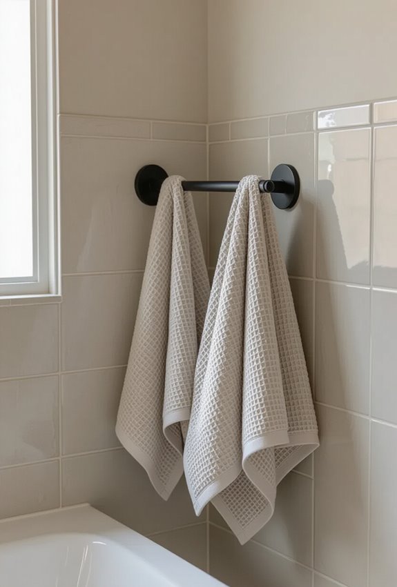 corner mounted angled towel hooks