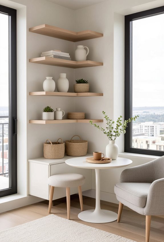 corner shelving and tables