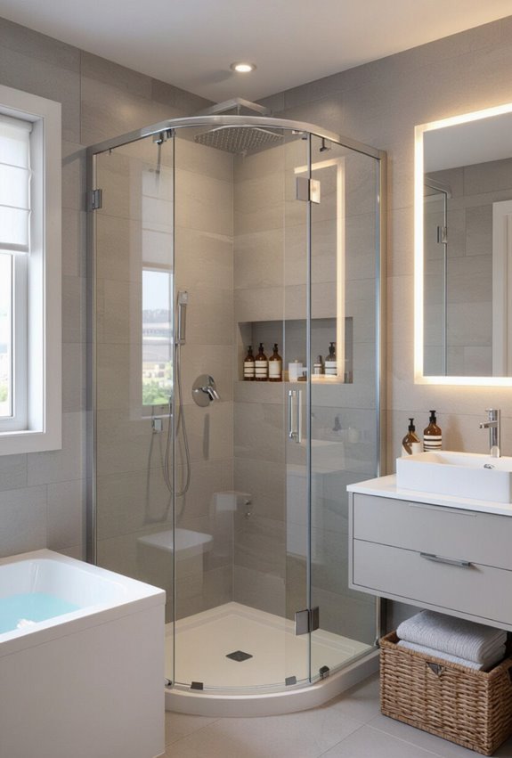 corner shower maximizes space