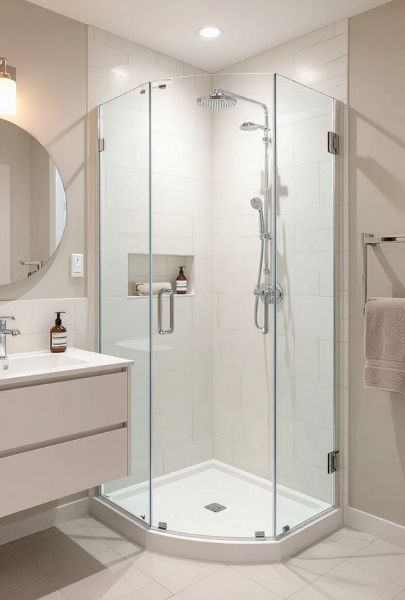 corner shower reclaims floor space