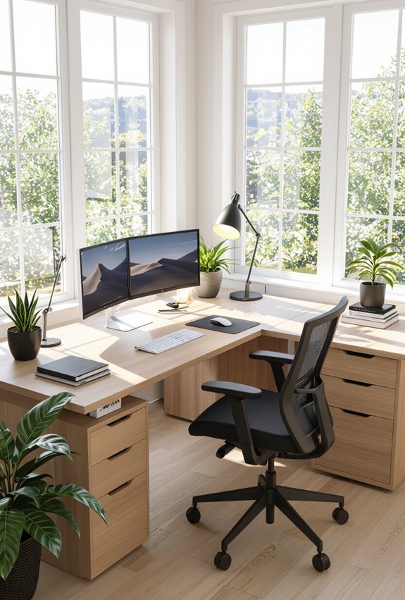 corner workstation maximizes surface space