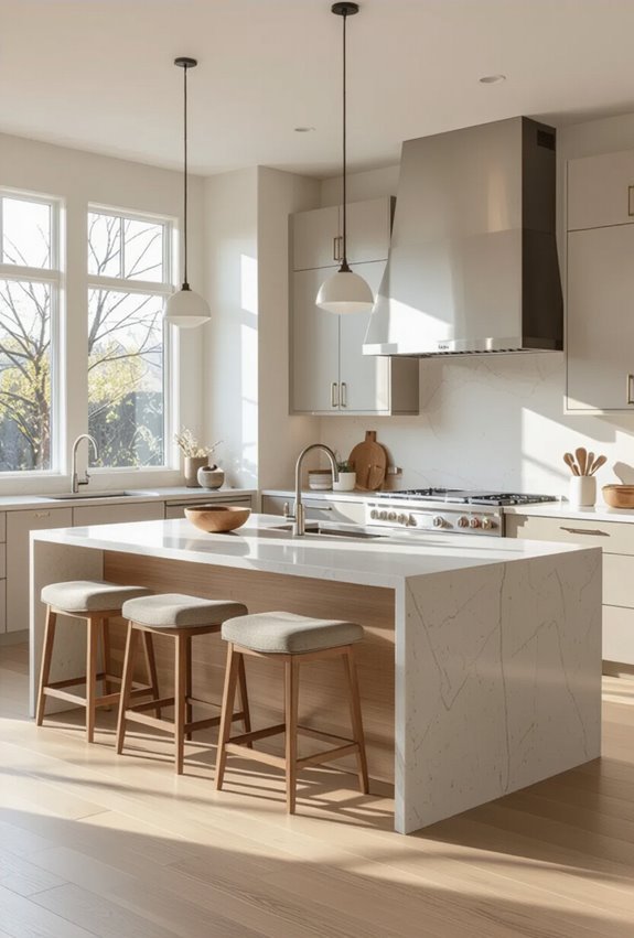 counter seating with cushioned stools