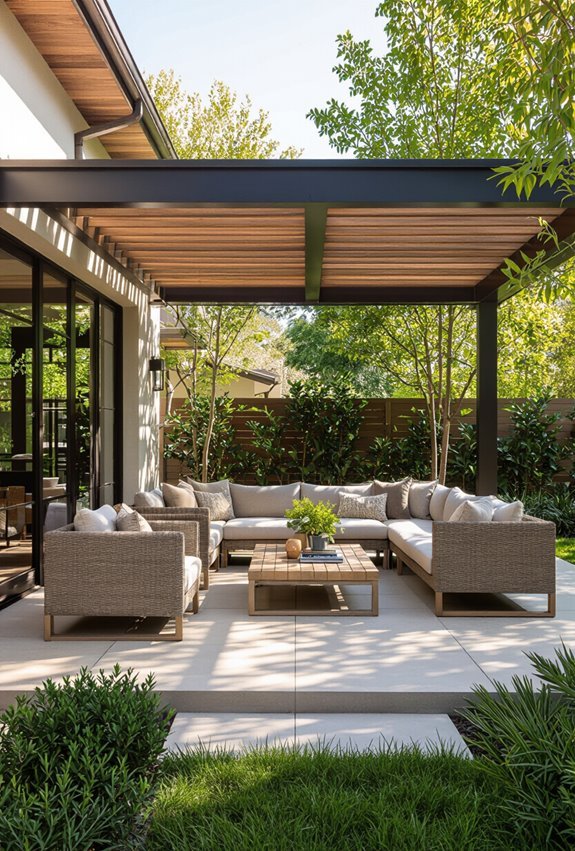 covered patio with pergola curtains