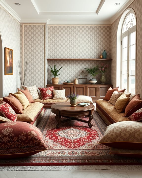cozy arabian cushion arrangements