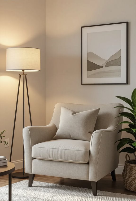 cozy armchairs with lamps