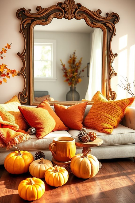 cozy autumn mirror decor