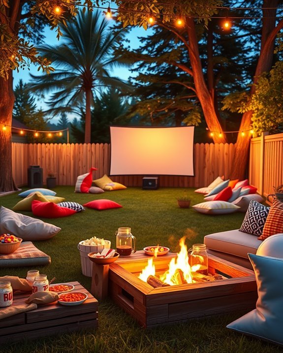 cozy backyard movie experience