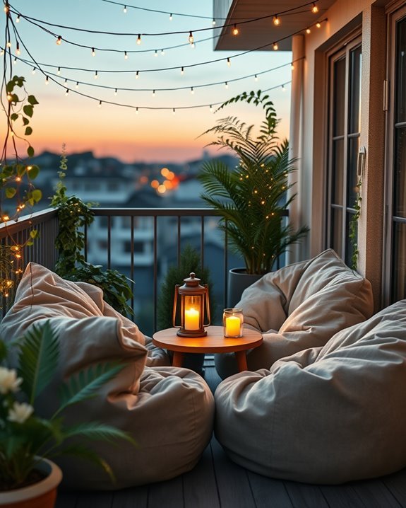 cozy balcony bean bag retreat
