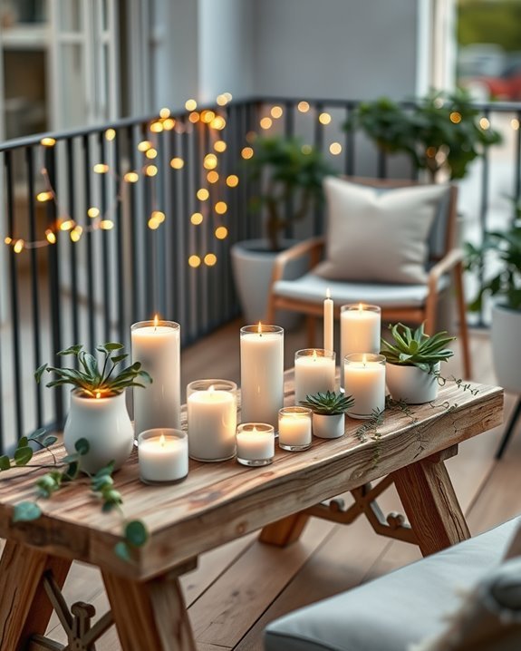 cozy balcony candle displays