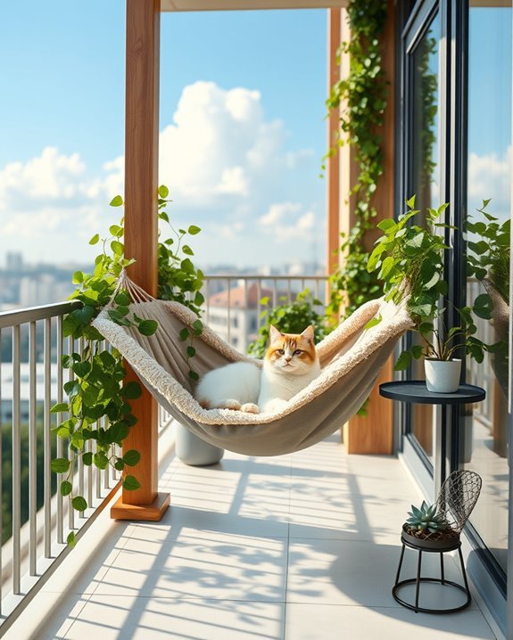cozy balcony cat hammocks