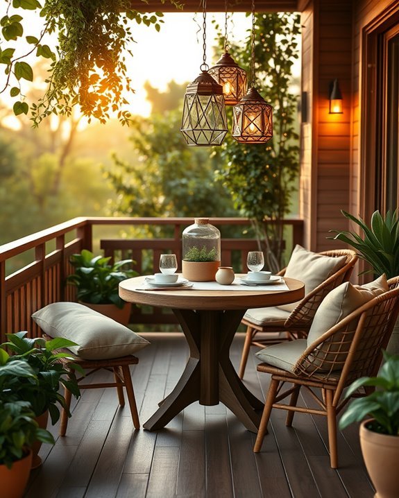 cozy balcony decorative lanterns