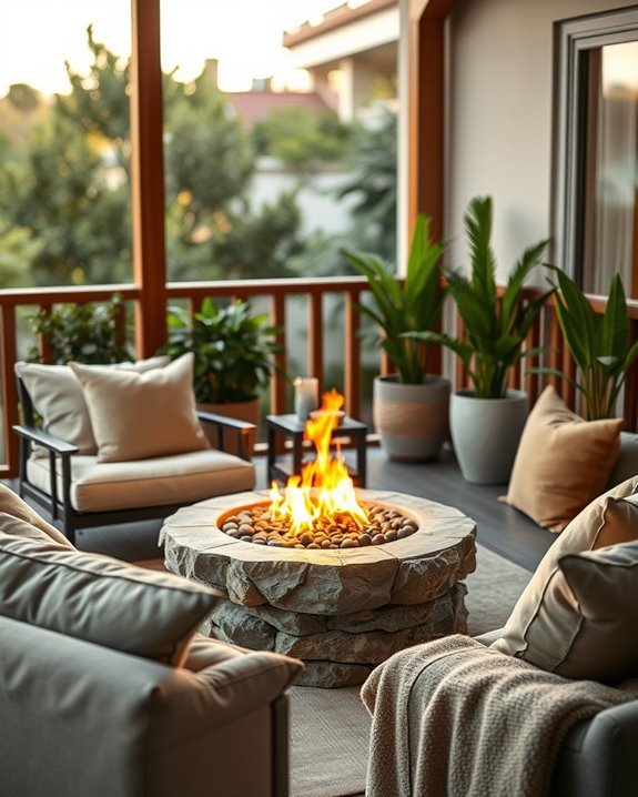 cozy balcony fire pits