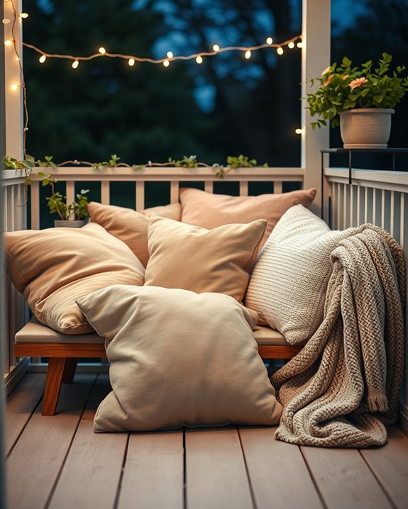 cozy balcony pillow setup