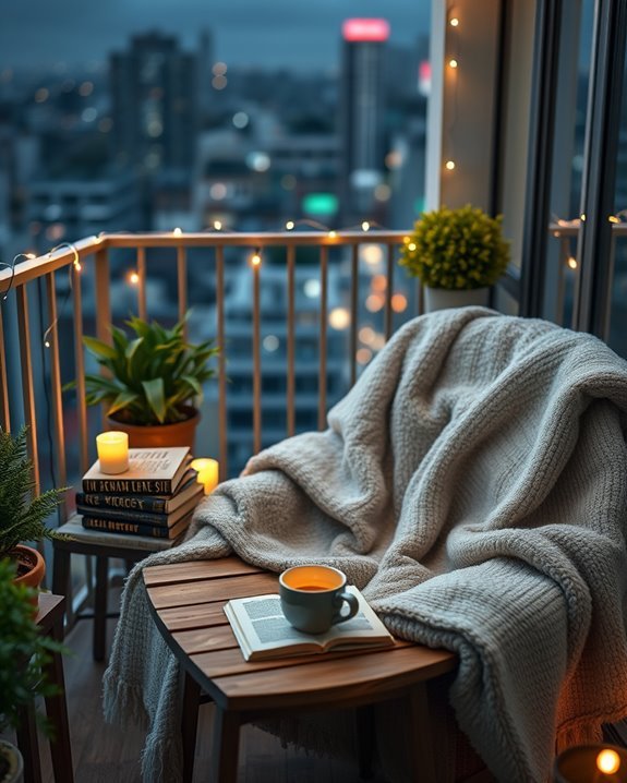 cozy balcony reading nook