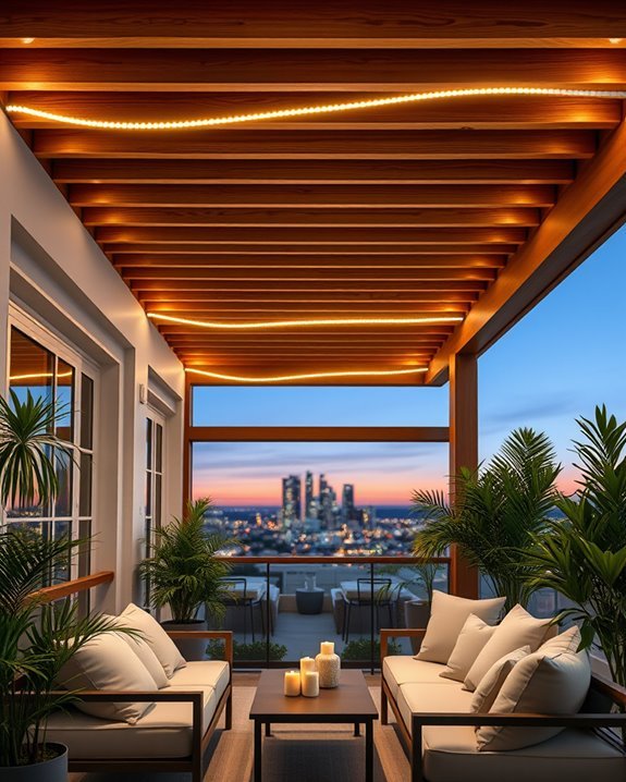 cozy balcony rope lighting