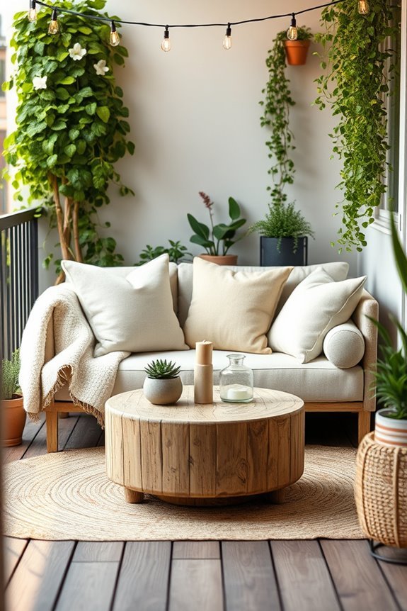 cozy balcony seating arrangement