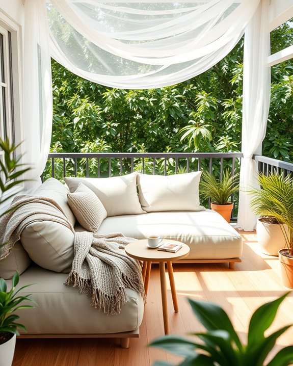 cozy balcony seating retreat