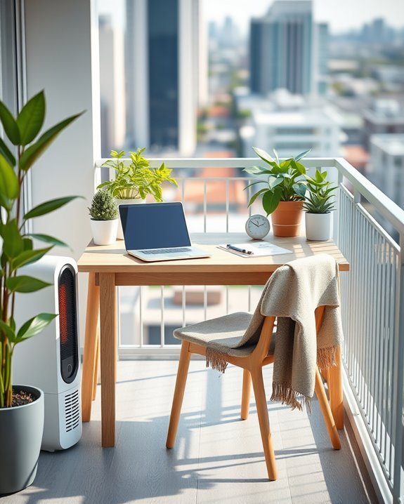 cozy balcony study heater