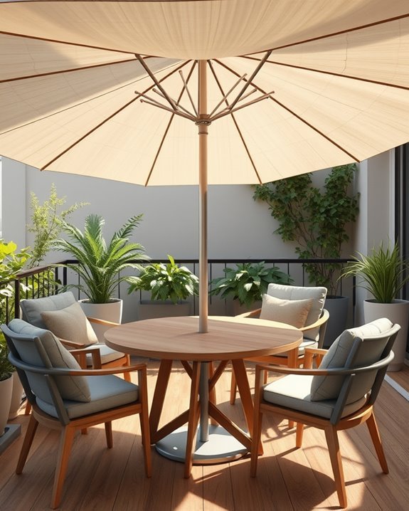 cozy balcony umbrella retreat