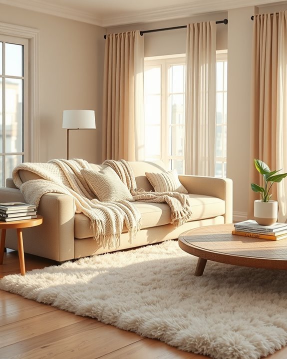 cozy beige throw blankets