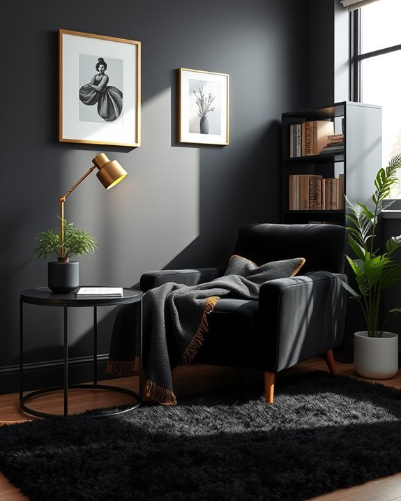 cozy black and gold nook