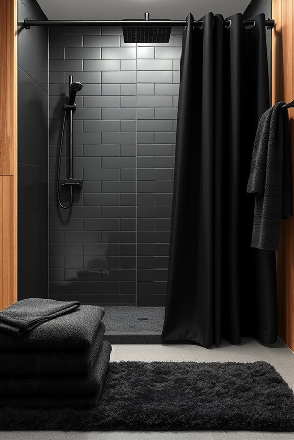 cozy black bathroom textiles