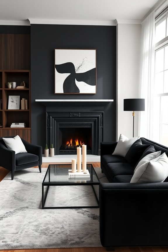 cozy black fireplace aesthetics