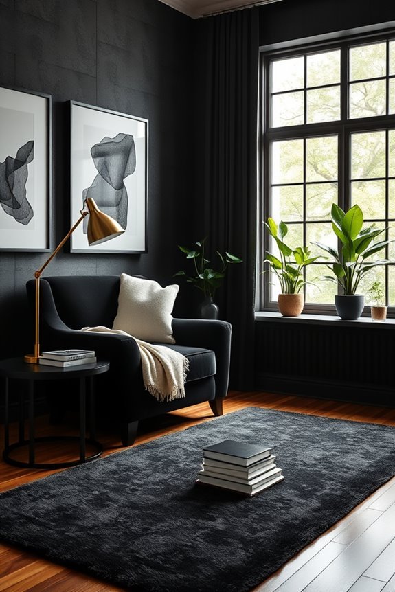 cozy black reading alcoves