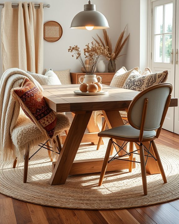 cozy boho dining decor