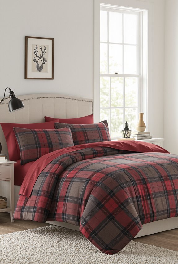 cozy brushed cotton plaid bedding