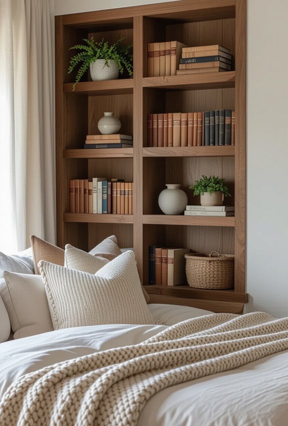 cozy built in bookshelf nook