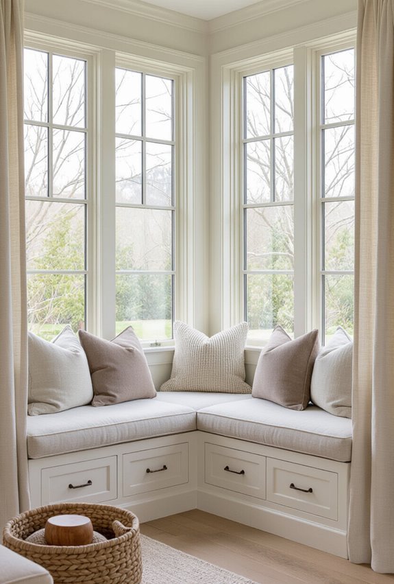 cozy built in cushioned window seat