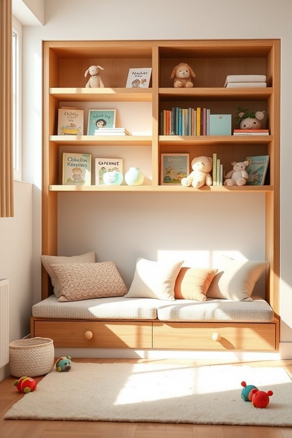 cozy built in shelving seating
