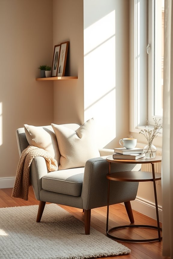cozy chair books nearby