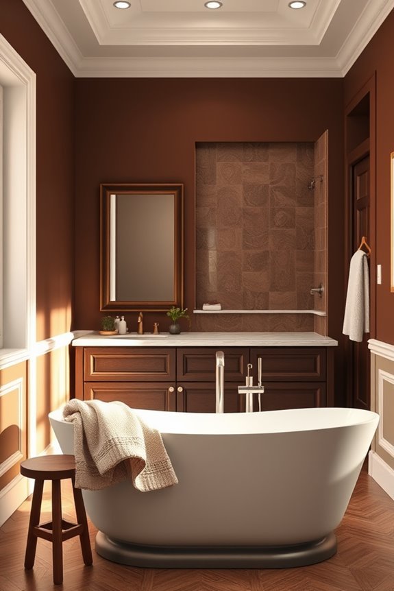 cozy chocolate brown bathroom