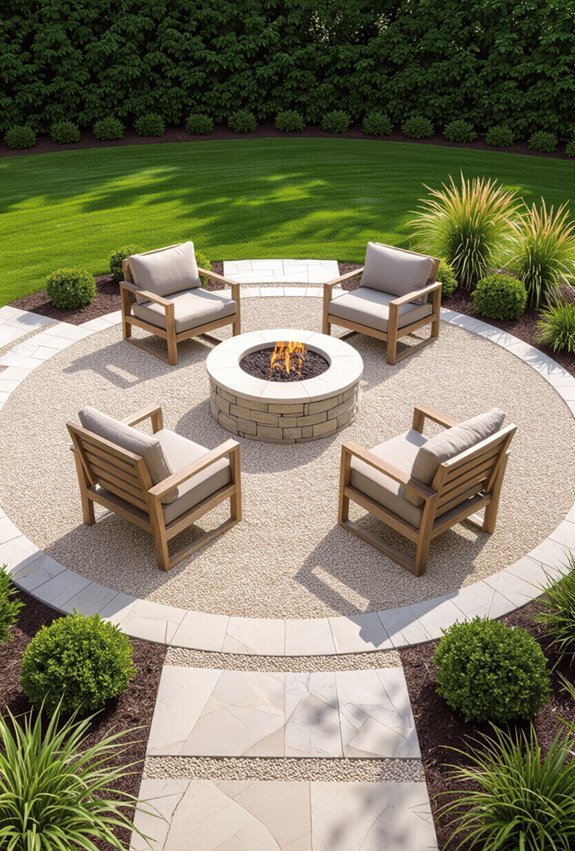 cozy circular gravel seating