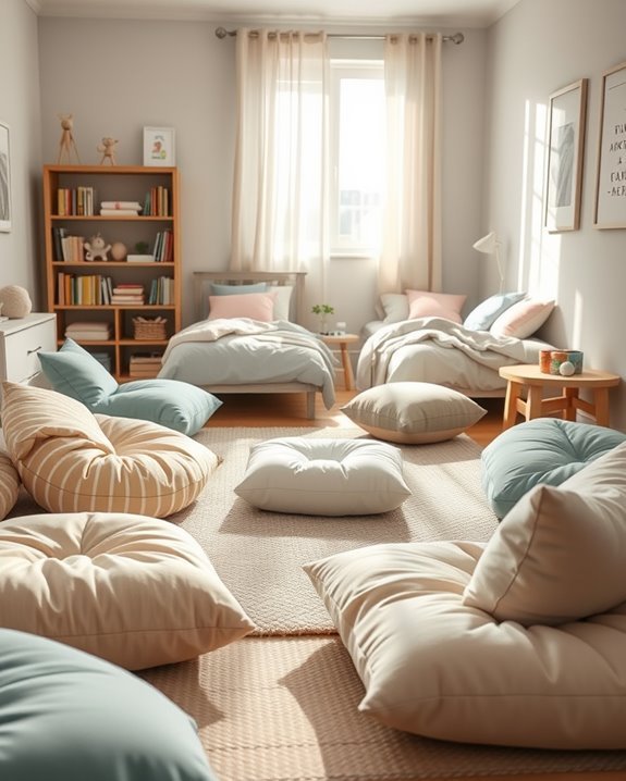 cozy colorful floor cushions