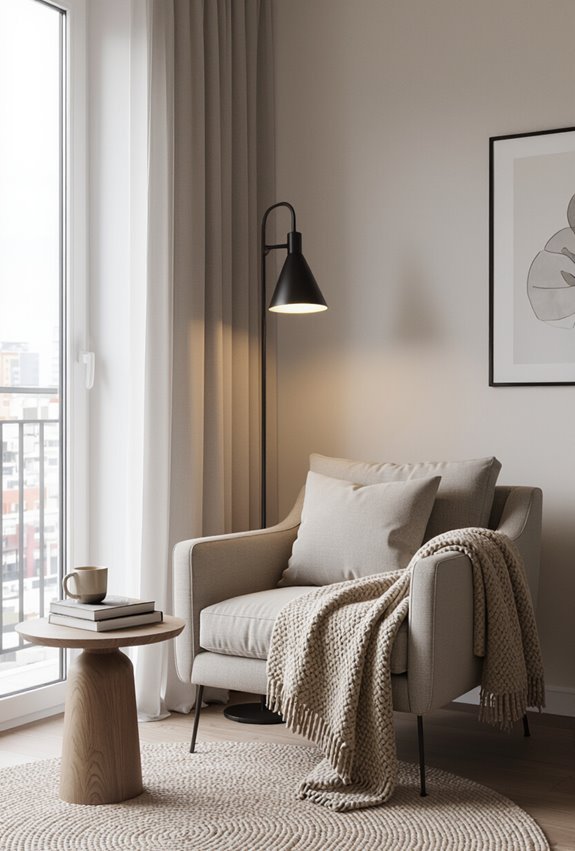 cozy compact corner reading nook