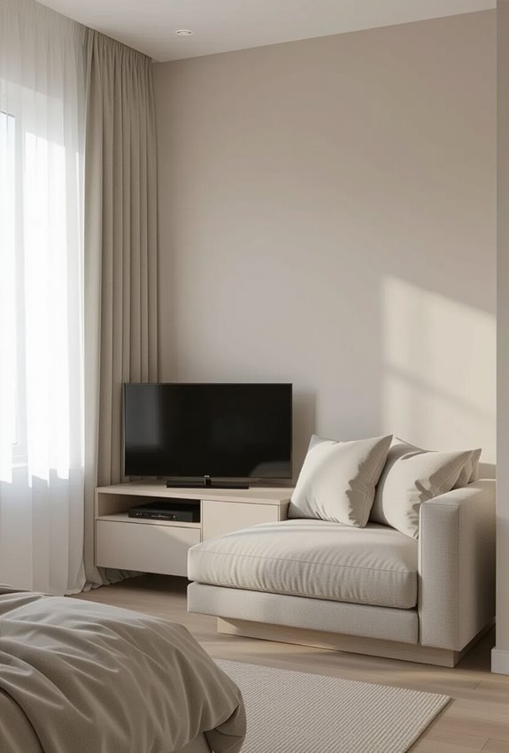 cozy compact sofa tv nook