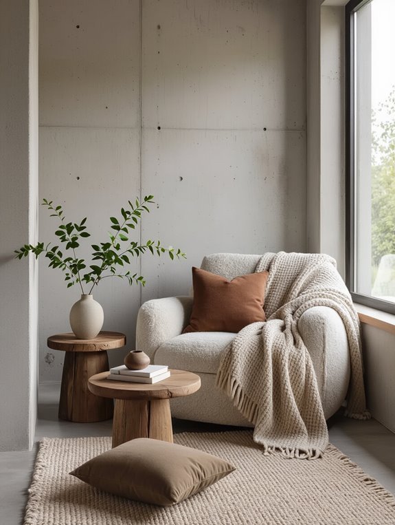 cozy concrete wall nook
