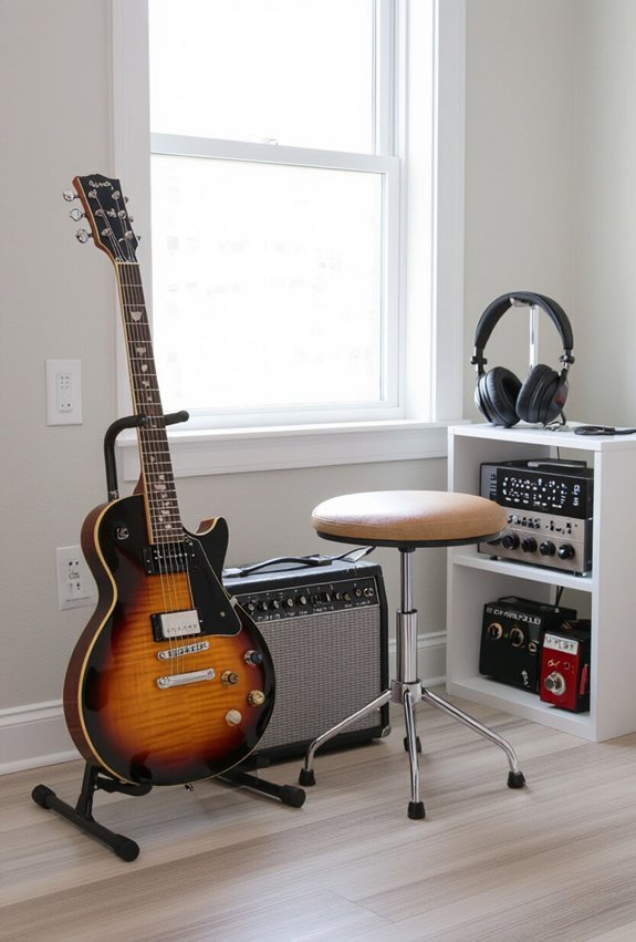 cozy corner with instruments